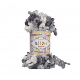 ALIZE PUFFY COLOR 5925 белый/т. серый